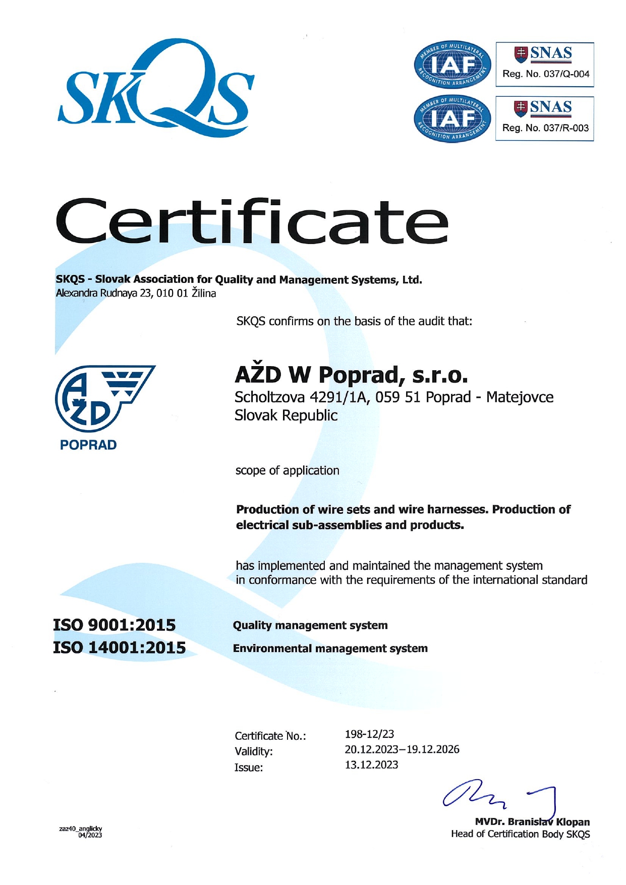 Certifikát ISO